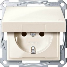 Механизм розетки IP44 с крышкой Merten Shuko, 2 полюса, 16А Бежевый, MTN2314-0344