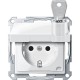 Механізм розетки з кришкою та ключем Merten Shuko, 2 полюса, 16А. Колір Полярно-Білий, MTN2315-0319