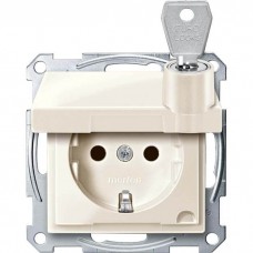 Механізм розетки з кришкою та ключем Merten Shuko, 2 полюса, 16А. Колір Бежевий, MTN2315-0344