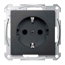 Механізм розетки з захисними шторками, заземленням та накладкою Merten Shuko, 2 полюса, 16А. Колір Антрацит, MTN2300-0414