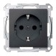 Механізм розетки з захисними шторками, заземленням та накладкою Merten Shuko, 2 полюса, 16А. Колір Антрацит, MTN2300-0414