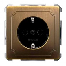 MTN2300-4143 Механізм розетки з захисними шторками та заземленням Merten Shuko, 2 полюса, 16А. Колір Антична латунь