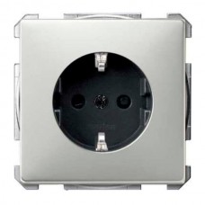 MTN2300-4146 Механизм розетки с защитными шторками и заземлением Merten Shuko, 2 полюса, 16А Стальной