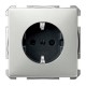 MTN2300-4146 Механизм розетки с защитными шторками и заземлением Merten Shuko, 2 полюса, 16А Стальной