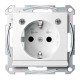 Механізм розетки з заземленням, захисн. шторками, накладкою та підсвічуванням Merten Shuko, 2 полюса, 16А полярно-білий (MTN2304-0319)