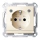 Механізм розетки з заземленням, захисн. шторками, накладкою и підсвічуванням Merten Shuko, 2 полюса, 16А. Колір Бежевий