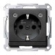 Механізм розетки з заземленням, захисн. шторками, накладкою и підсвічуванням Merten Shuko, 2 полюса, 16А (антрацит)