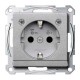 Механізм розетки з заземленням, захисн. шторками, накладкою и підсвічуванням Merten Shuko, 2 полюса, 16А. Колір Алюміній