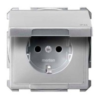 MTN2314-4060 Механизм розетки с крышкой, IP44 Merten Shuko, 2 полюса, 16А Алюминий