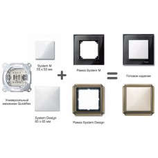 Двойная клавиша с бесцветным прямоугольным окошком для световой индикации Merten System M. Цвет Активный белый MTN438525