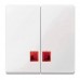 Двойная клавиша с красным прямоугольным окошком для световой индикации Merten System M. Цвет Полярно-белый MTN3456-0319 