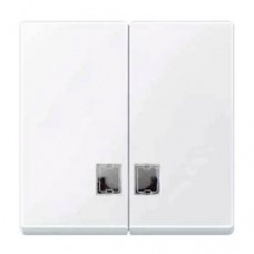Двойная клавиша с бесцветным прямоугольным окошком для световой индикации Merten System M. Цвет Активный белый MTN438525