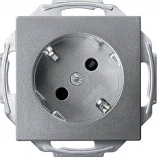 Механизм розетки с заземлением и шторками Merten Schuko 45°, 2 полюса, 16А Алюминий, MTN2370-0460