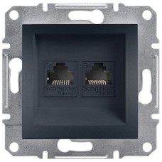 Розетка комп'ютерна подвійна категорії 5e UTP Asfora антрацит (EPH4400171)