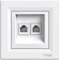 ⚡Розетка двойная телефонная RJ11 + компьютерная RJ45 Asfora (EPH4900121) ⚡Розетка двойная телефонная RJ11 + компьютерная RJ45 Asfora (EPH4900121)