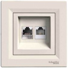 ⚡Розетка подвійна телефонна RJ11 + комп'ютерна RJ45 Asfora кремова (EPH4900123)