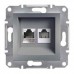 Розетка двойная телефонная RJ11 + компьютерная RJ45 Asfora сталь (EPH4900162)