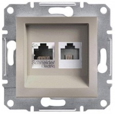 ⚡Розетка подвійна телефонна RJ11 + комп'ютерна RJ45 Asfora бронза (EPH4900169)