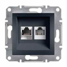 ⚡Розетка подвійна телефонна RJ11 + комп'ютерна RJ45 Asfora антрацит (EPH4900171)