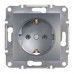 Розетка Schneider Electric з заземленням і захисними шторками Asfora 16А сталь (EPH2900262)