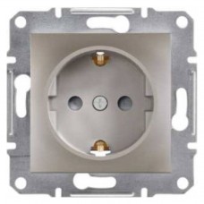 ⚡Розетка с заземлением и защитными шторками Asfora 16А бронза (EPH2900269)