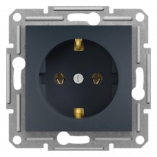 ⚡Розетка з заземленням Asfora 16А антрацит (EPH2900171)