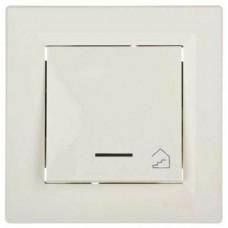 ⚡Кнопочный выключатель с подсветкой и символом лестница Asfora IP20 кремовый (EPH1900323)