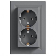 ⚡ Подвійна розетка з заземленням Asfora 16А IP20 сталь (EPH9900162)