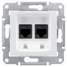 SDN5000121 Комп'ютерна розетка подвійна STP RJ45 кат.6 екранована Sedna. Колір Білий