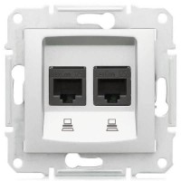 ⚡SDN4400160 Компьютерная розетка двойная UTP RJ45 кат.5e неэкранированная Sedna. Цвет Алюминий ⚡SDN4400160 Компьютерная розетка двойная UTP RJ45 кат.5e неэкранированная Sedna. Цвет Алюминий