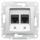 SDN5000160 Комп'ютерна розетка подвійна UTP RJ45 кат.6 екранована Sedna. Колір Алюміній