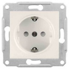 ⚡ Розетка с заземлением и защитными шторками 16А Sedna Schneider Electric слоновая кость (SDN3000123)