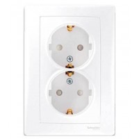 ⚡SDN3000421 Розетка двойная с заземлением 16А Sedna. Цвет Белый