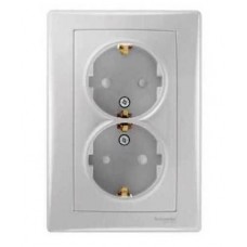 SDN3000460 Розетка подвійна з заземленням 16А Sedna. Колір Алюміній