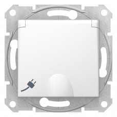 SDN3100121 Розетка з заземленням, захисними шторками та кришкою 16А, 250 В Sedna. Колір Білий