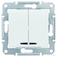 ⚡SDN0300321 Двухклавишный выключатель с подсветкой 10A серии Sedna. Цвет Белый