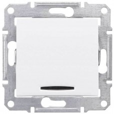 SDN0201121 Одноклавішний двополюсний вимикач з індикацією 10A серії Sedna. Колір Білий