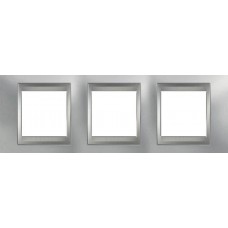 Рамка 3-місна Unica Top. Колір Матовий хром/Алюміній MGU66.006.038