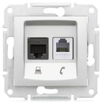 SDN5100160 PC + телефонна розетка RJ11 + RJ45, кат. 5e, неекранована Sedna. Колір Алюміній SDN5100160 PC + телефонна розетка RJ11 + RJ45, кат. 5e, неекранована Sedna. Колір Алюміній