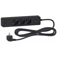 ⚡Удлинитель на 3 розетки с заземлением+2 USB, 3м Unica New черный (ST943U3B)