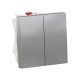 ⚡Перемикач 2-х клавішний 10А 2 модуля Unica New алюміній (NU321330)