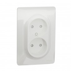⚡Розетка подвійна без заземлення зі шторками, гвинтовий зажим Unica New біла (NU206318)