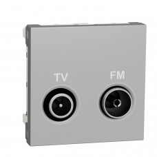 ⚡Розетка TV/FM terminal 2 модуля Unica New алюминий (NU345230)