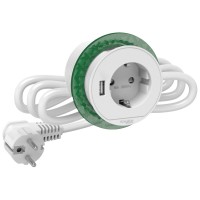 ⚡Блок розеток в стол (2К+З) + USB тип А, Unica System белый (INS44004)
