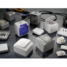 WDE000600 Комбинированный наружный блок розетка + выключатель 16A IP44 Cedar Plus. Цвет Серый