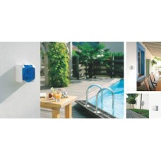 WDE000600 Комбинированный наружный блок розетка + выключатель 16A IP44 Cedar Plus. Цвет Серый