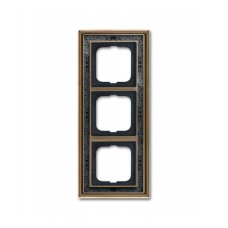 Установча рамка 3 поста "Династія" ABB латунь антична/біла розпис (1723-843-500)