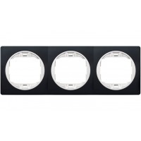 Рамка тройная горизонтальная Aling Conel EON "мягкий черный" с белой вставкой (E6703.E10)