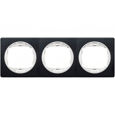 Рамка тройная горизонтальная Aling Conel серии EON цвет "Мягкий черный" с белой вставкой (E6703.E10)