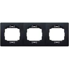 Горизонтальная тройная рамка Aling Conel EON "мягкий черный" с черной вставкой (E6703.E1E)